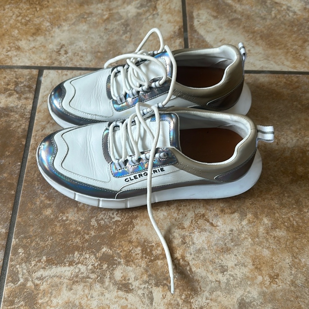 Clergerie silver and tan sneakers